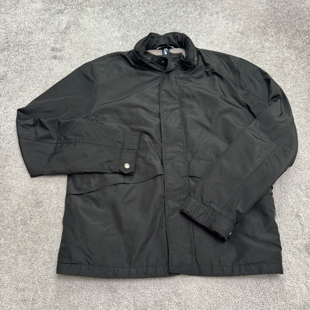 Cole Haan Packable Hood Field Jacket Mens Medium Black Full Zip Snap Utility